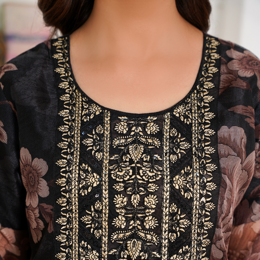 3 PCS EMBROIDY STITCH SUIT
