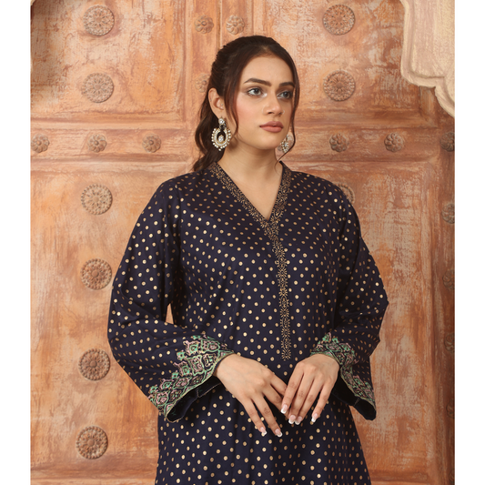 2PCS BLOCK PRINTED FABRIC LAWN SUIT
