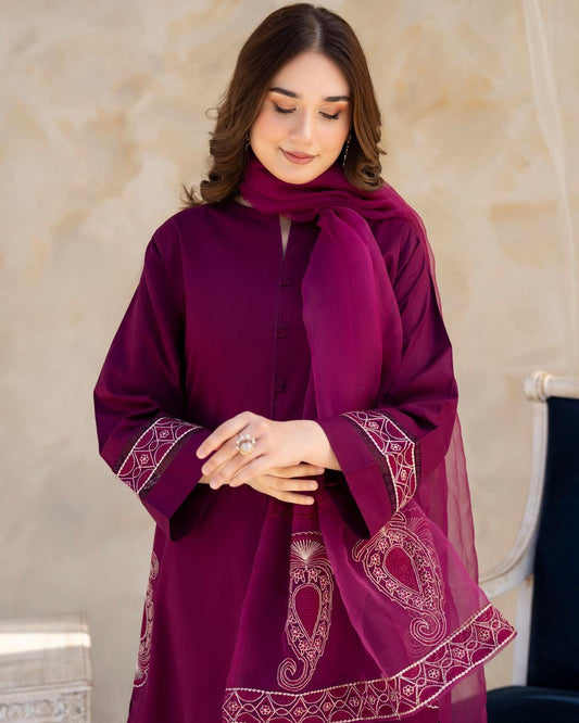 BEST SELLING - 3 PC EMBROIDERED DRESS